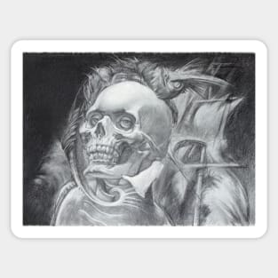 Mystical Caribbean Pirate Skull - Black and White Art Sticker